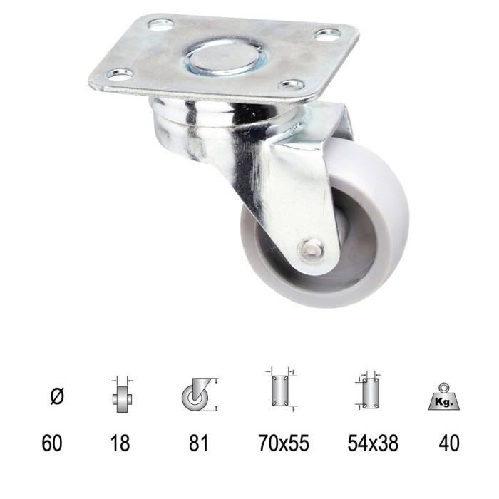 Rueda Polyamida Placa   60 mm, al por Mayor | Almacén de Ferretería