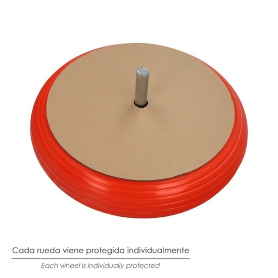 Rueda Carretilla Obra / Jardin Maciza Llanta Acero "Plus" Naranja Impinchable, Para Eje Ø 19 mm Rueda Ø 35 cm al por Mayor | Alm