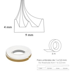 Burlete Elástico "E" 6 m, x 9 mm, Blanco