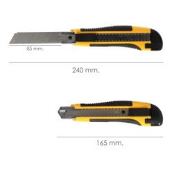 Cutter Con Hoja De 18 mm, Con 2 Hojas, Acero SK5, Agarre Engomado Bimaterial, Pulsador Seguridad Liberación hoja, Cuters Cutters