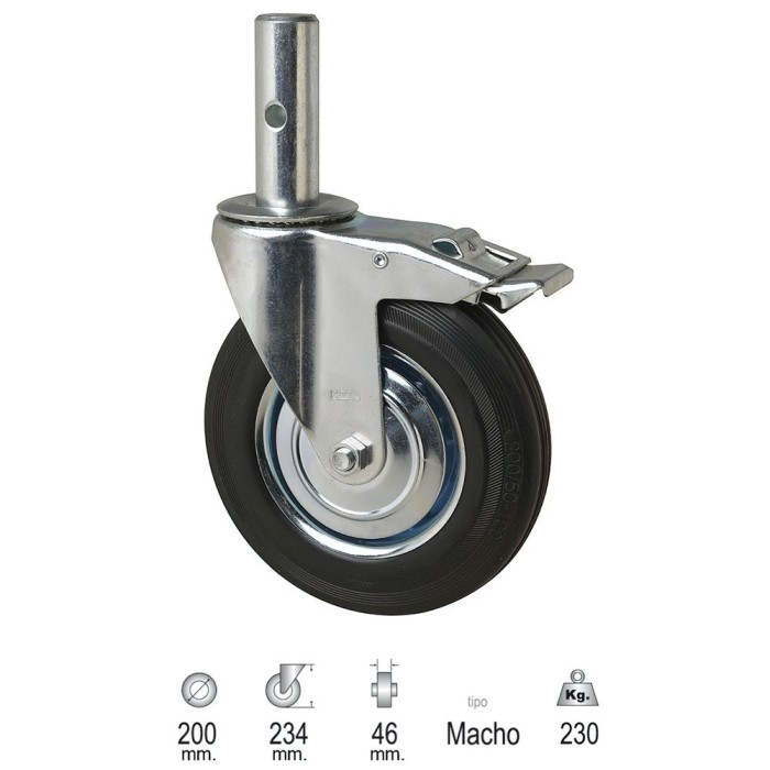 Rueda Industrial Andamio (Macho) 200 mm, al por Mayor | Almacén de Ferretería