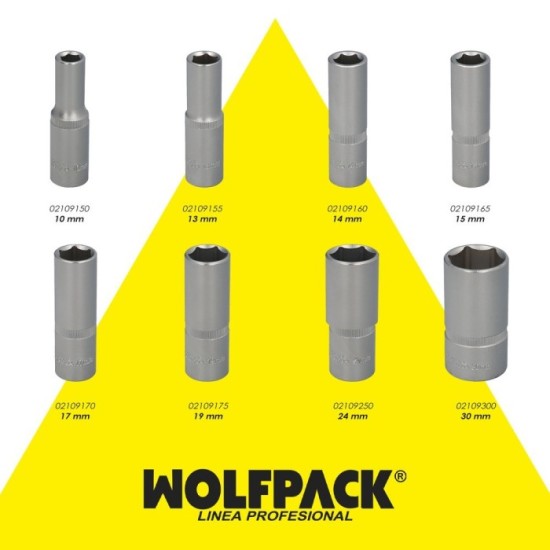 Llave Vaso 1/2" Hexagonal Larga 10 mm, Perfil de 6 caras, Acero Cromo Vanadio, Aristas Redondas al por Mayor | Almacén de Ferret