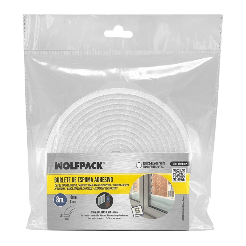 Burlete Espuma 8 m, x 6mm, x 10mm,