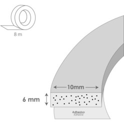 Burlete Espuma 8 m, x 6mm, x 10mm,