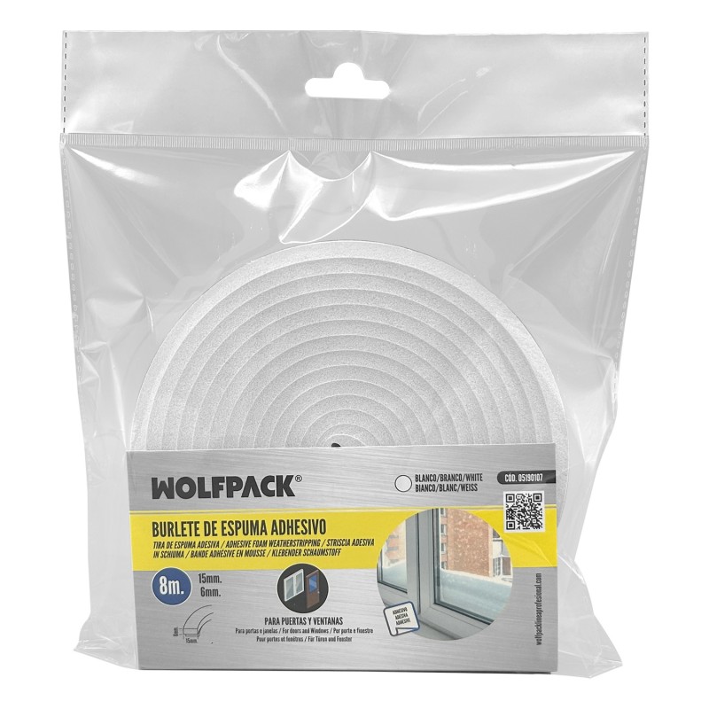 Burlete Espuma 8 m, x 6 mm, x 15 mm,