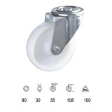 Rueda Industrial Nylon Pasante   80mm al por Mayor | Almacén de Ferretería