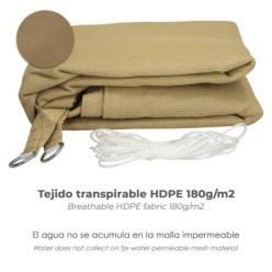 Toldo Vela Sombra Jardin Triangular Beige 5,0 x 5,0 metros,