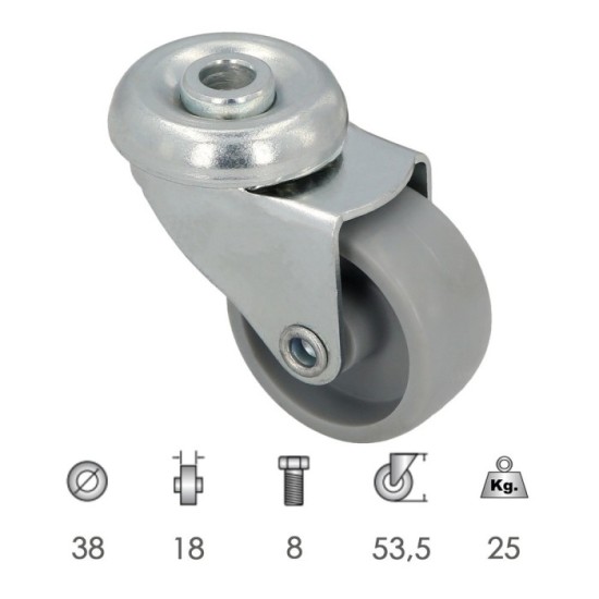 Rueda Domestica Ø 38 mm, Agujero Pasante Ø 8 mm, al por Mayor | Almacén de Ferretería