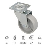 Rueda Domestica Ø 50 mm, Con Placa 40x40 mm, al por Mayor | Almacén de Ferretería