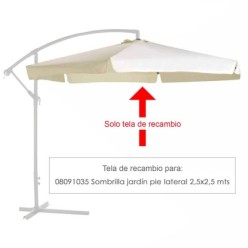 Tela Recambio Sombrilla Pie Lateral Cuadradada 2,5x2,5 Metros