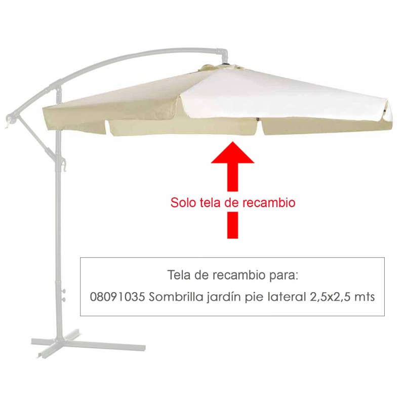 Tela Recambio Sombrilla Pie Lateral Cuadradada 2,5x2,5 Metros