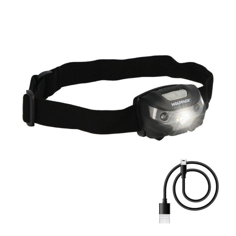 Linterna Led Frontal Cabeza Litio Usb Recargable, 3 modos de luz, 120 LUM, Sensor de encendido y apagado,