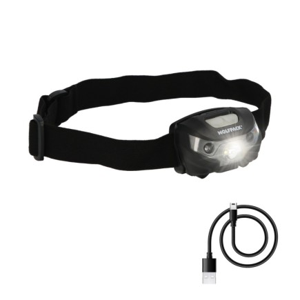 Linterna Led Frontal Cabeza Litio Usb Recargable, 3 modos de luz, 120 LUM, Sensor de encendido y apagado,