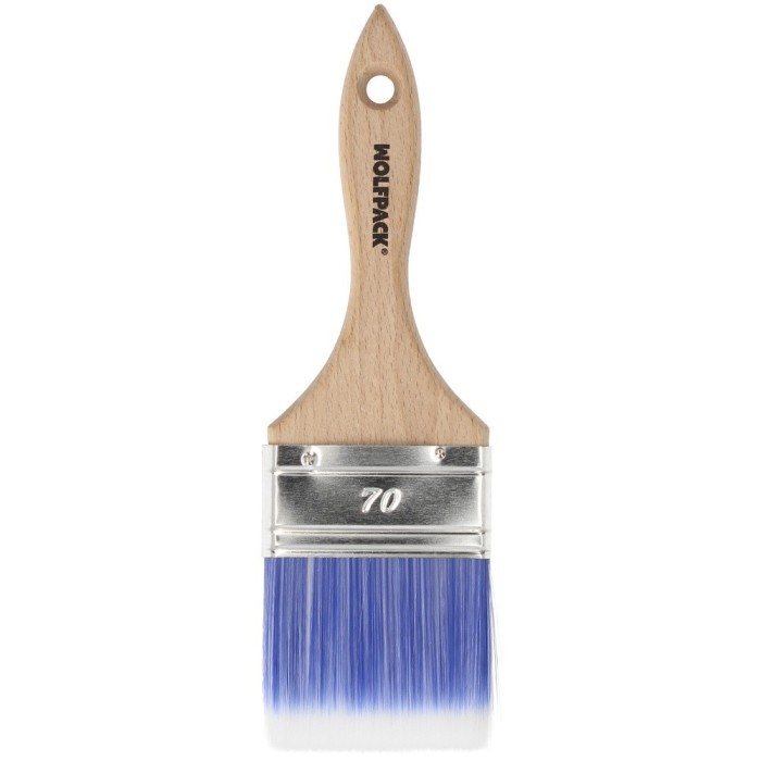 Paletina Profesional Plus Ancho 70 mm, Cerdas Sintenticas PBT, Mango Madera Haya Ergonomico, Brocha Pintor, Pincel Pintura al po