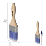 Paletina Profesional Plus Ancho 70 mm, Cerdas Sintenticas PBT, Mango Madera Haya Ergonomico, Brocha Pintor, Pincel Pintura al po