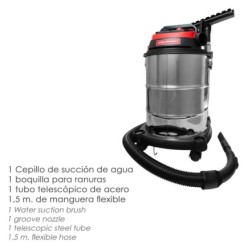 Aspirador Inoxidable 30 Litros / 1400 Watt, Interruptor Sincronizado,