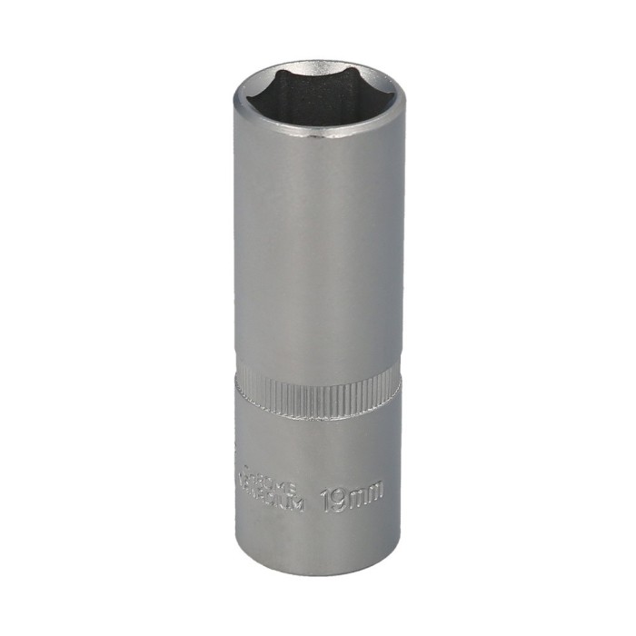Llave Vaso 1/2" Hexagonal Larga 19 mm, Perfil de 6 caras, Acero Cromo Vanadio, Aristas Redondas al por Mayor | Almacén de Ferret
