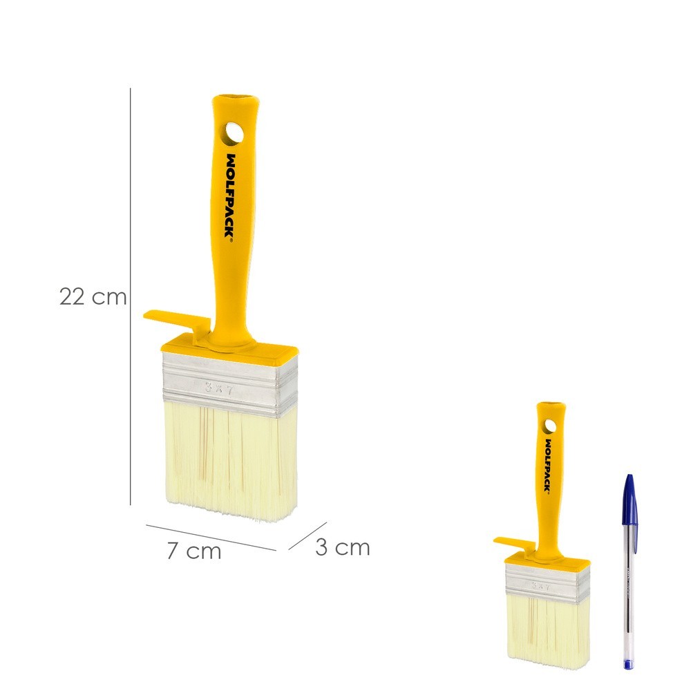 Brocha Profesional Techos 70x30 mm, Cerda Blanca, Mango Ergonomico, Con Gancho, Brocha Pintura, Brocha Pintor Profesional al por