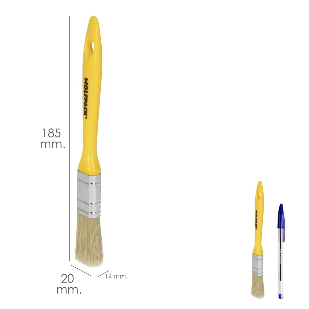 Paletina Profesional Cerda Blanca Ancho 20 mm, Cerdas Naturales Mango Plastico Ergonomico, Brocha Pintor, Pincel Pintura al por 