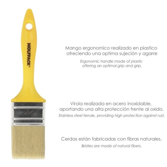 Paletina Profesional Cerda Blanca Ancho 30 mm, Cerdas Naturales Mango Plastico Ergonomico, Brocha Pintor, Pincel Pintura al por 