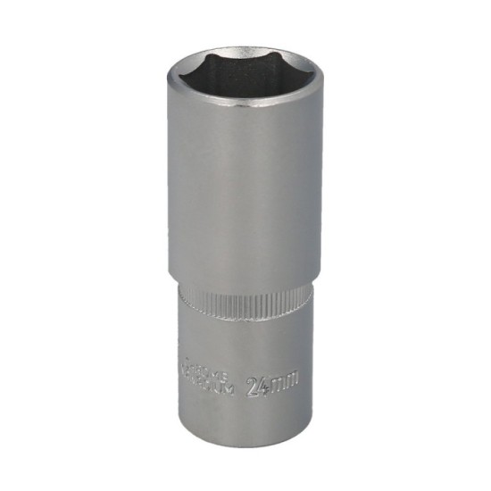 Llave Vaso 1/2" Hexagonal Larga 24 mm, Perfil de 6 caras, Acero Cromo Vanadio, Aristas Redondas al por Mayor | Almacén de Ferret