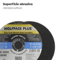 Disco Corte Abrasivo Acero Inoxidable Ø 125 x 22,2 Mm, Espesor 1,0 Mm,