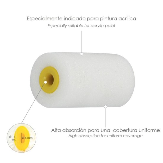 Rodillo Espuma Recambio Para Esmalte Acrilico 50 mm,  Set 10 Rodillos, Rodillo Espuma, Rodillo Pintura Acrilica al por Mayor | A