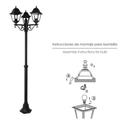 Farol Jardin Con Columna 3 Faroles 2m,