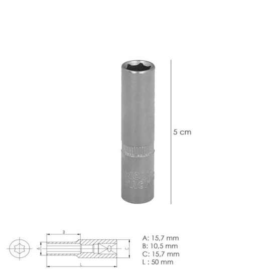 Llave Vaso 1/4" Hexagonal Larga 11 mm, Perfil de 6 caras, Acero Cromo Vanadio, Aristas Redondas al por Mayor | Almacén de Ferret