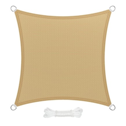 Toldo Vela Sombra Jardin Cuadrada 3,6x3,6 metros Beige