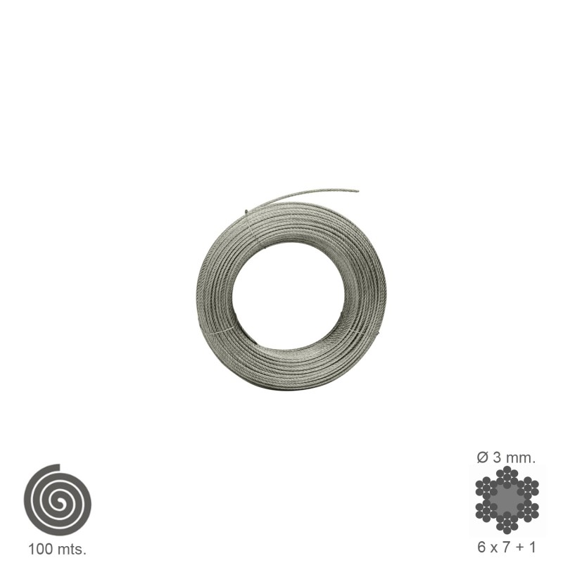 Cable Galvanizado   3 mm, (Rollo 100 Metros) No Elevacion