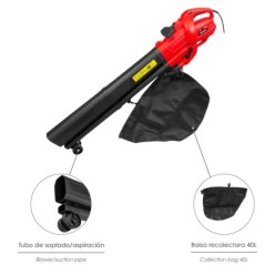 Aspirador Soplador Electrico De Hojas Jardín 3,000 Watt, Velocidad Aire: 250 Km/h, Aspirador / Soplador / Triturador Des Hojas