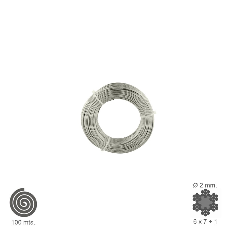 Cable Galvanizado   2 mm, (Rollo 100 Metros) No Elevacion