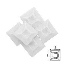 Base Adhesiva Para Bridas 19x19 mm, Blanca Bolsa 100 Unidades