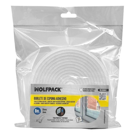 Burlete Espuma 8 m, x 6 mm, x 20 mm,