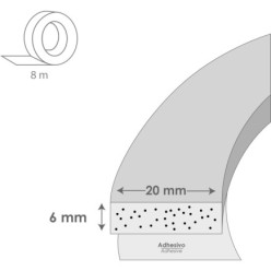 Burlete Espuma 8 m, x 6 mm, x 20 mm,