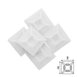 Base Adhesiva Para Bridas 28x28 mm, Blanca Bolsa 100 Unidades