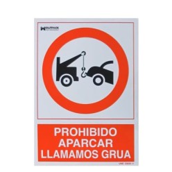 Cartel Prohibido Aparcar Llamamos Grua 30x21 cm,