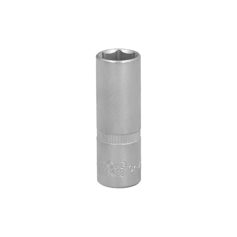 Llave Vaso 1/4" Hexagonal Larga 12 mm, Perfil de 6 caras, Acero Cromo Vanadio, Aristas Redondas