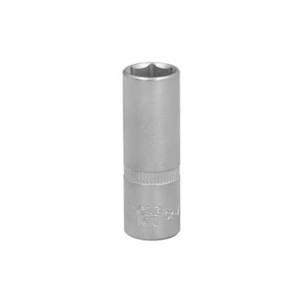 Llave Vaso 1/4" Hexagonal Larga 12 mm, Perfil de 6 caras, Acero Cromo Vanadio, Aristas Redondas