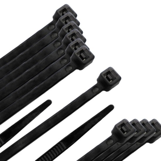Brida Nylon 100%, Color Negro 2,5 x 135 mm, Bolsa 100 unidades, Abrazadera Plastico, Organizador Cables, Alta Resistencia al por