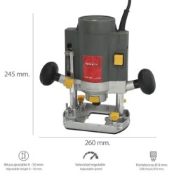 Fresadora Ø 8 mm, 1,020 W Velocidad Ajustable Con Maletin