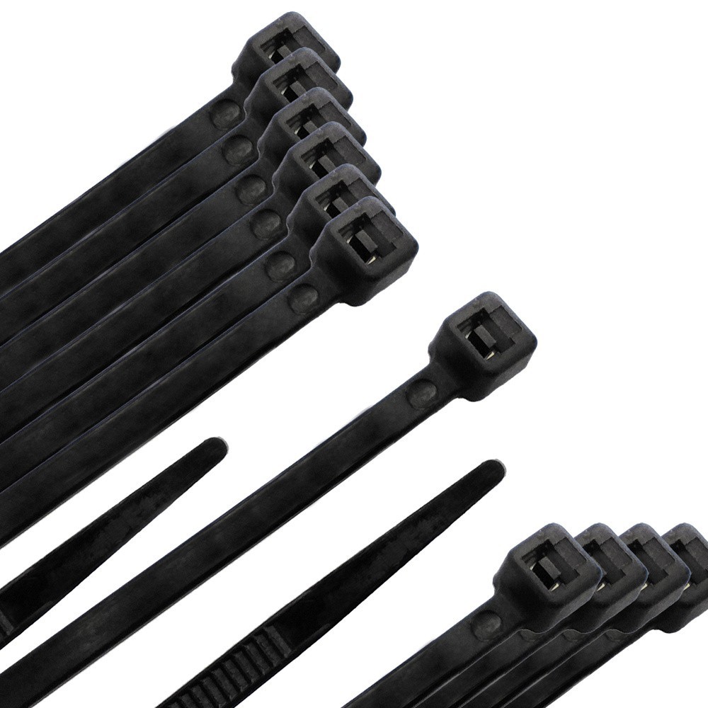 Brida Nylon 100%, Color Negro 3,6 x 370 mm, Bolsa 100 unidades, Abrazadera Plastico, Organizador Cables, Alta Resistencia al por