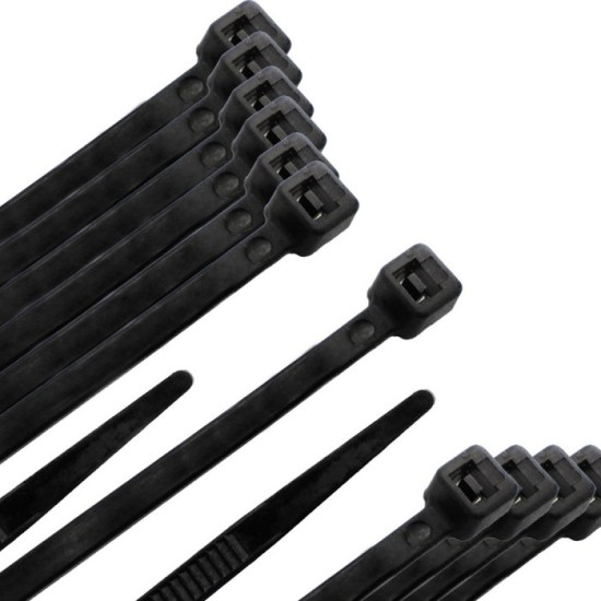 Brida Nylon 100%, Color Negro 4,5 x 280 mm, Bolsa 100 unidades, Abrazadera Plastico, Organizador Cables, Alta Resistencia al por