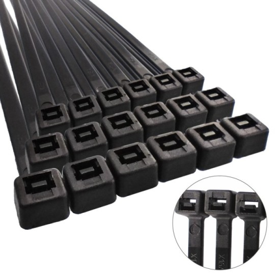 Brida Nylon 100%, Color Negro 4,5 x 360 mm, Bolsa 100 unidades, Abrazadera Plastico, Organizador Cables, Alta Resistencia al por
