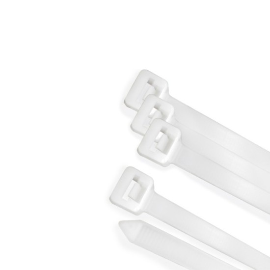 Brida Nylon 100%, Color Blanco / Natural 2,5 x 100 mm, 100 Piezas, Abrazadera Plastico, Organizador Cables, Alta Resistencia al 