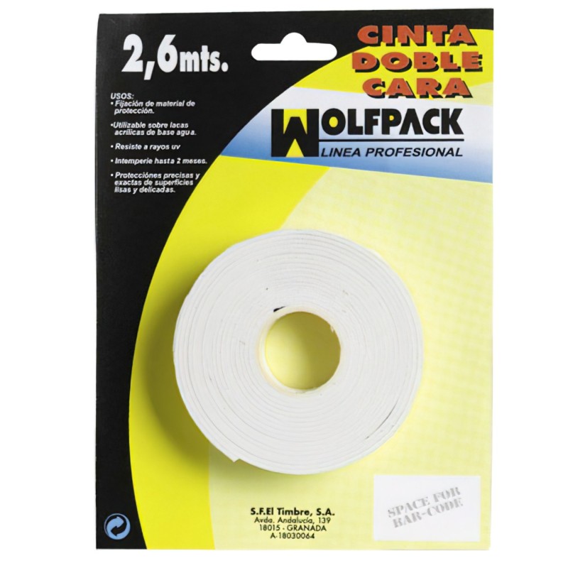 Cinta Doble Cara 2,6 m, x 18 mm,