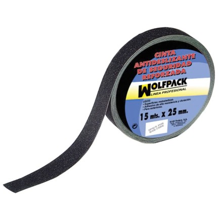 Cinta Antideslizante Negra 15 m, x 25 mm, Uso Doméstico