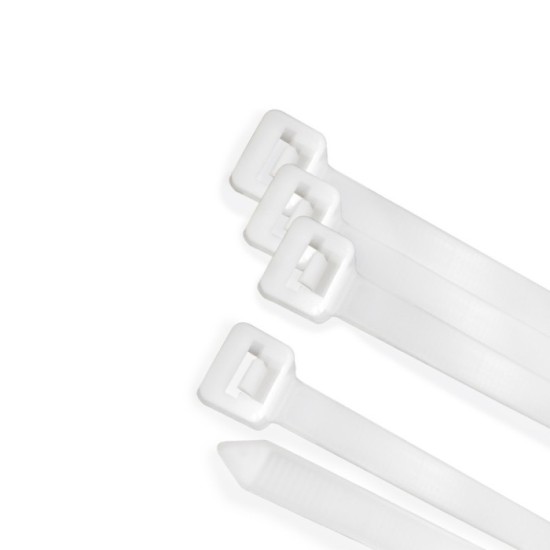 Brida Nylon 100%, Color Blanco / Natural 3,5 x 140 mm, 100 Piezas, Abrazadera Plastico, Organizador Cables, Alta Resistencia al 