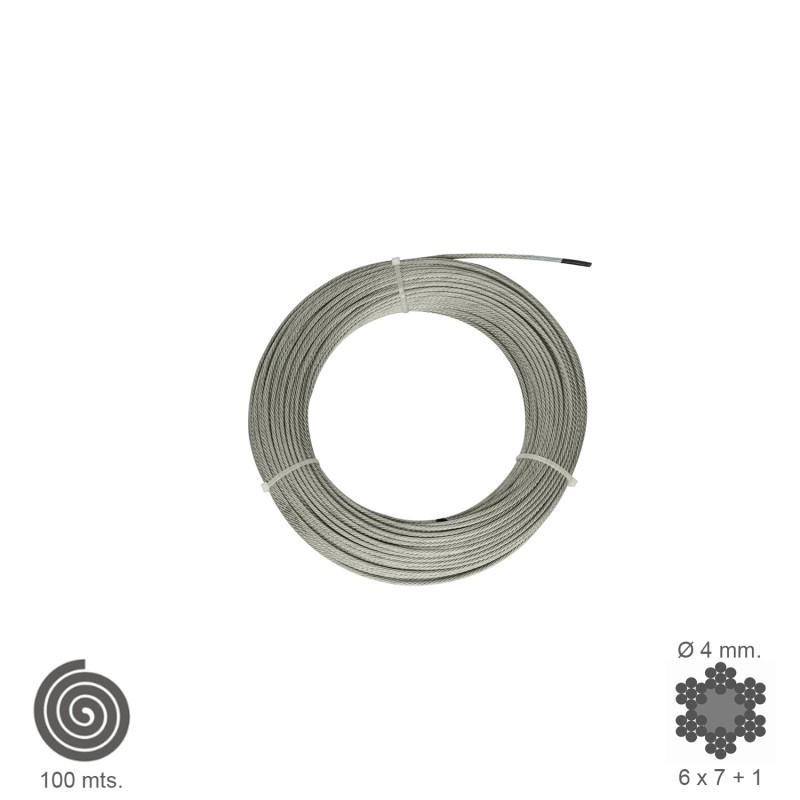 Cable Galvanizado   4 mm, (Rollo 100 Metros) No Elevacion